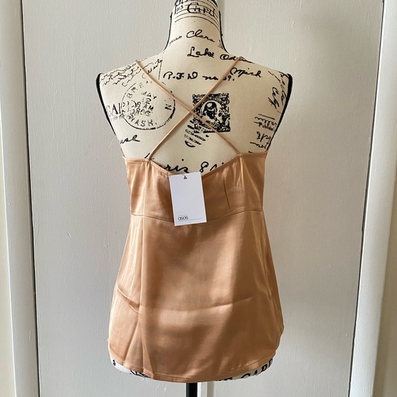 NWT ASOS DESIGN Champagne Satin Bow Cami Size 2 - Picture 4 of 11
